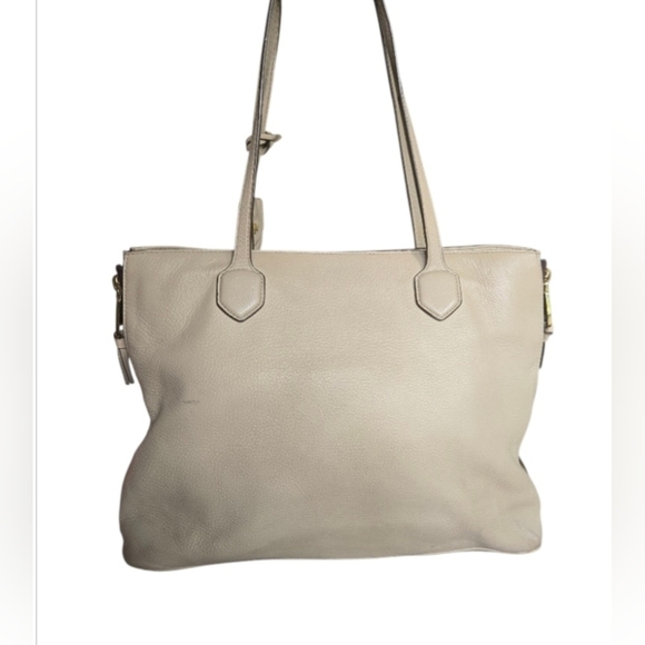 Tory Burch Tan Pebbled Leather Expandable Side Zip Tote - Picture 4 of 16